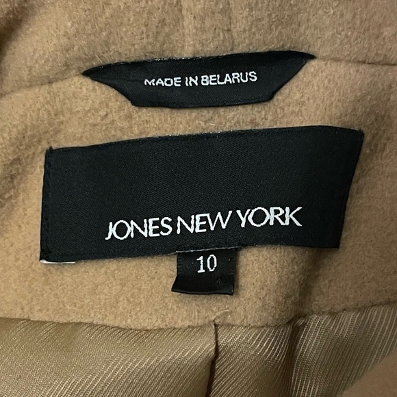 Jones New York Tan Camel Wool Cashmere Blend Long Hooded Coat Size 10 - Picture 15 of 16
